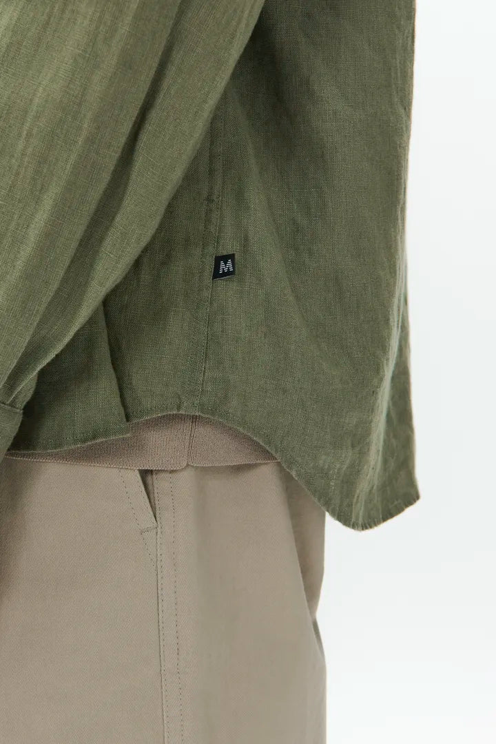 Matinique miesten kauluspaidat pitkähihaiset Mamarc Linen Shirt, Light Army