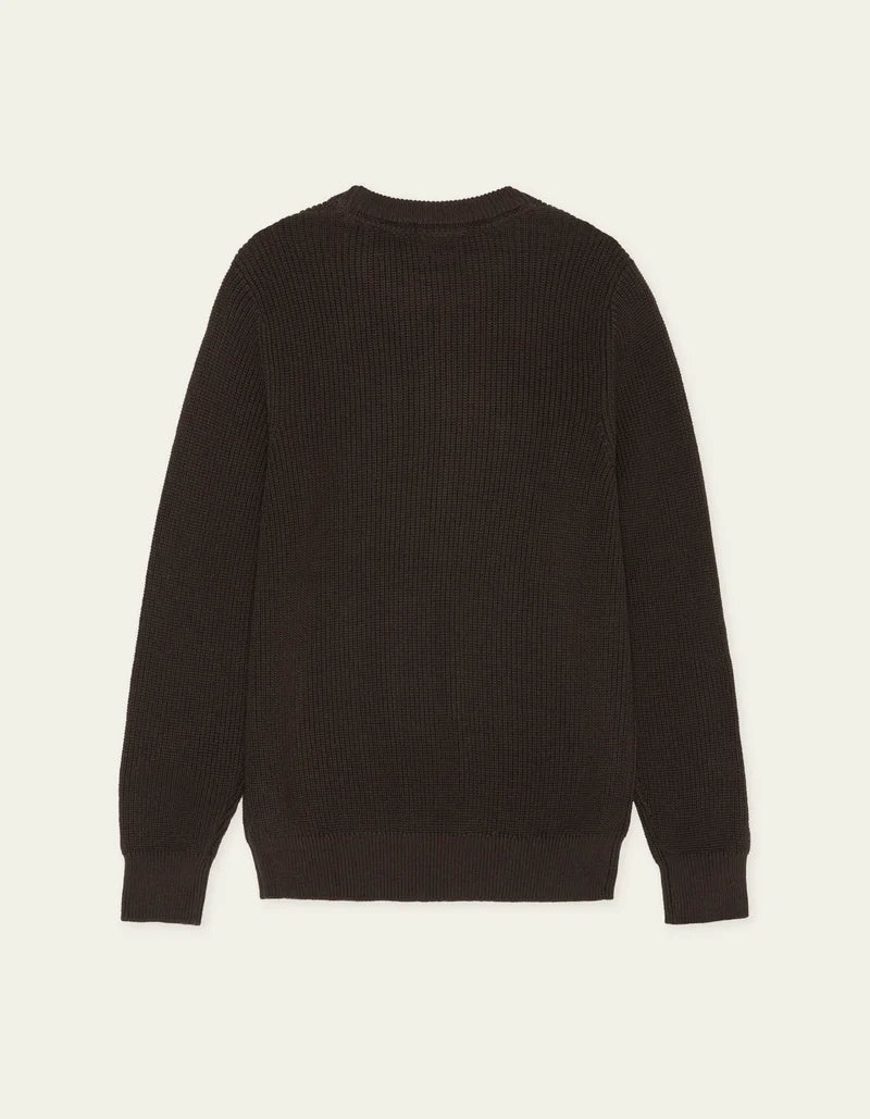 Les Deux miesten neulepusero Rib Crewneck Knit, tummanruskea