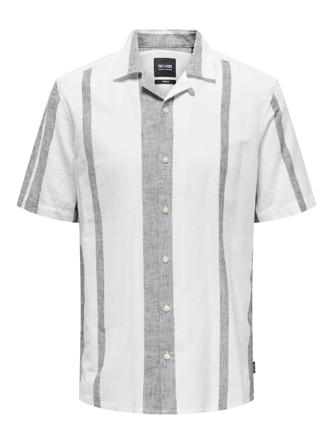 Only & Sons miesten kauluspaita Onscaiden Life Stripe Res Linen Blend Noos, Cloud Dancer