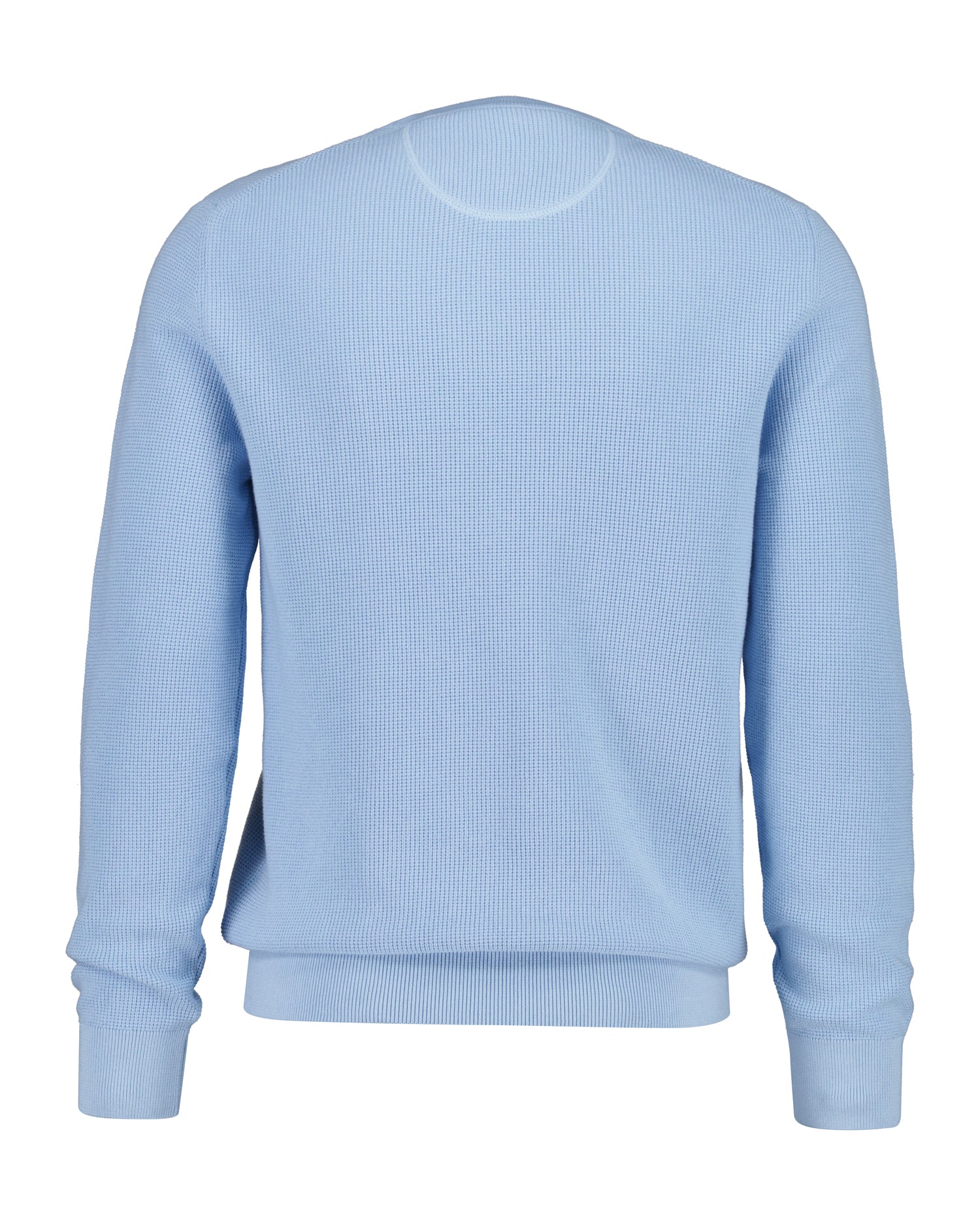 Gant miesten neulepusero Micro Textured Cotton C-Neck, vaaleansininen