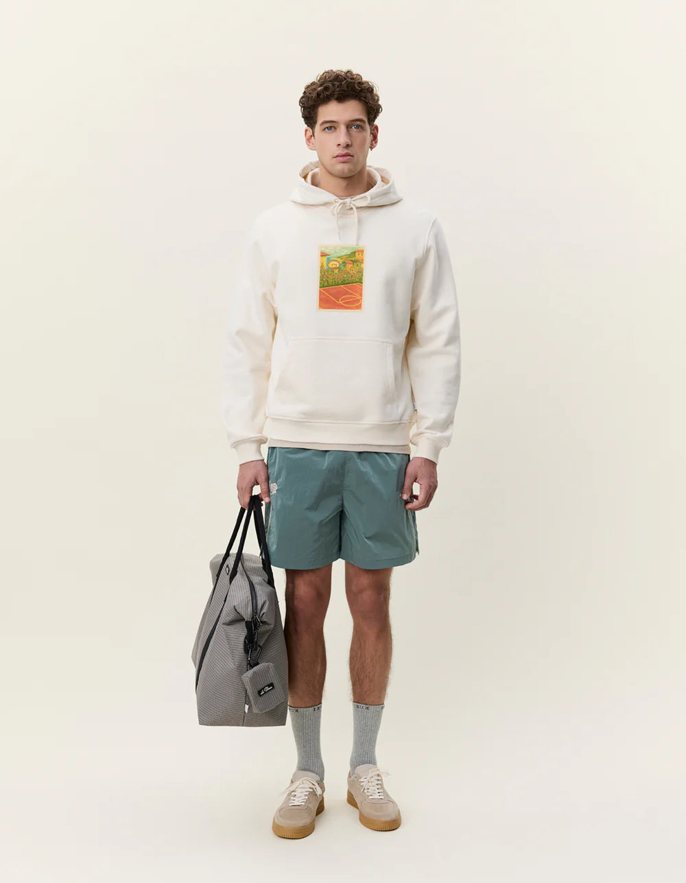 Les Deux miesten huppari Court Hoodie, luonnonvalkoinen