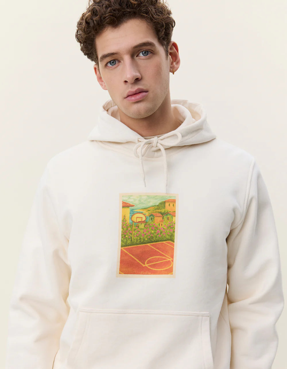 Les Deux miesten huppari Court Hoodie, luonnonvalkoinen