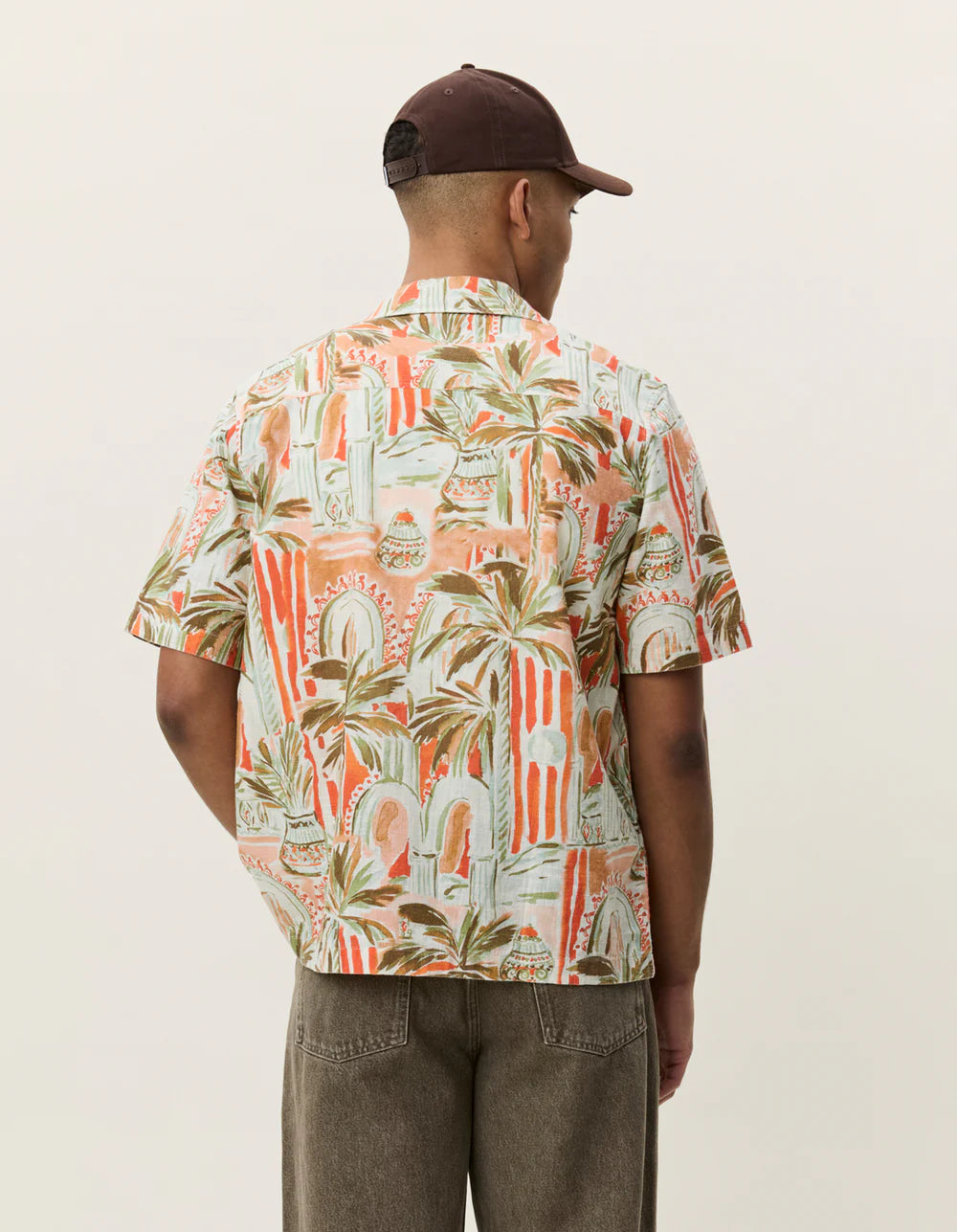 Les Deux miesten lyhythihainen kauluspaita Palm AOP SS Shirt, Keltainen kuosi