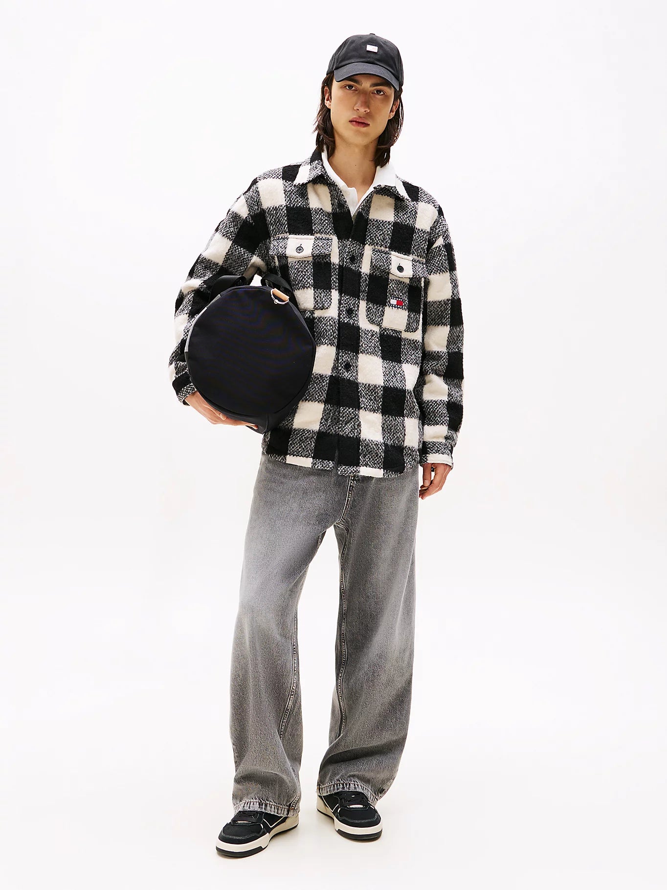 Tommy Jeans miesten paitatakki TJM Check Overshirt Ext, musta ruutu