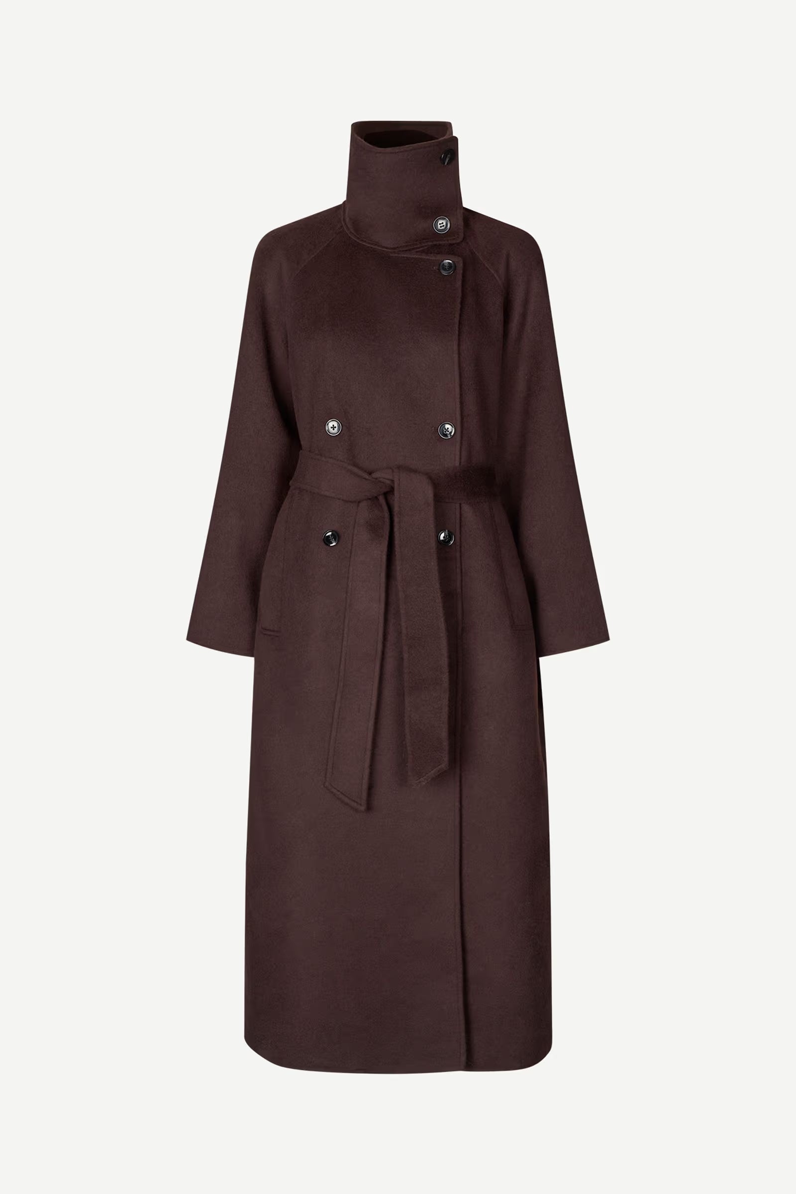 Samsoe Samsoe naisten villakangastakki Sahanne Coat, tummanruskea