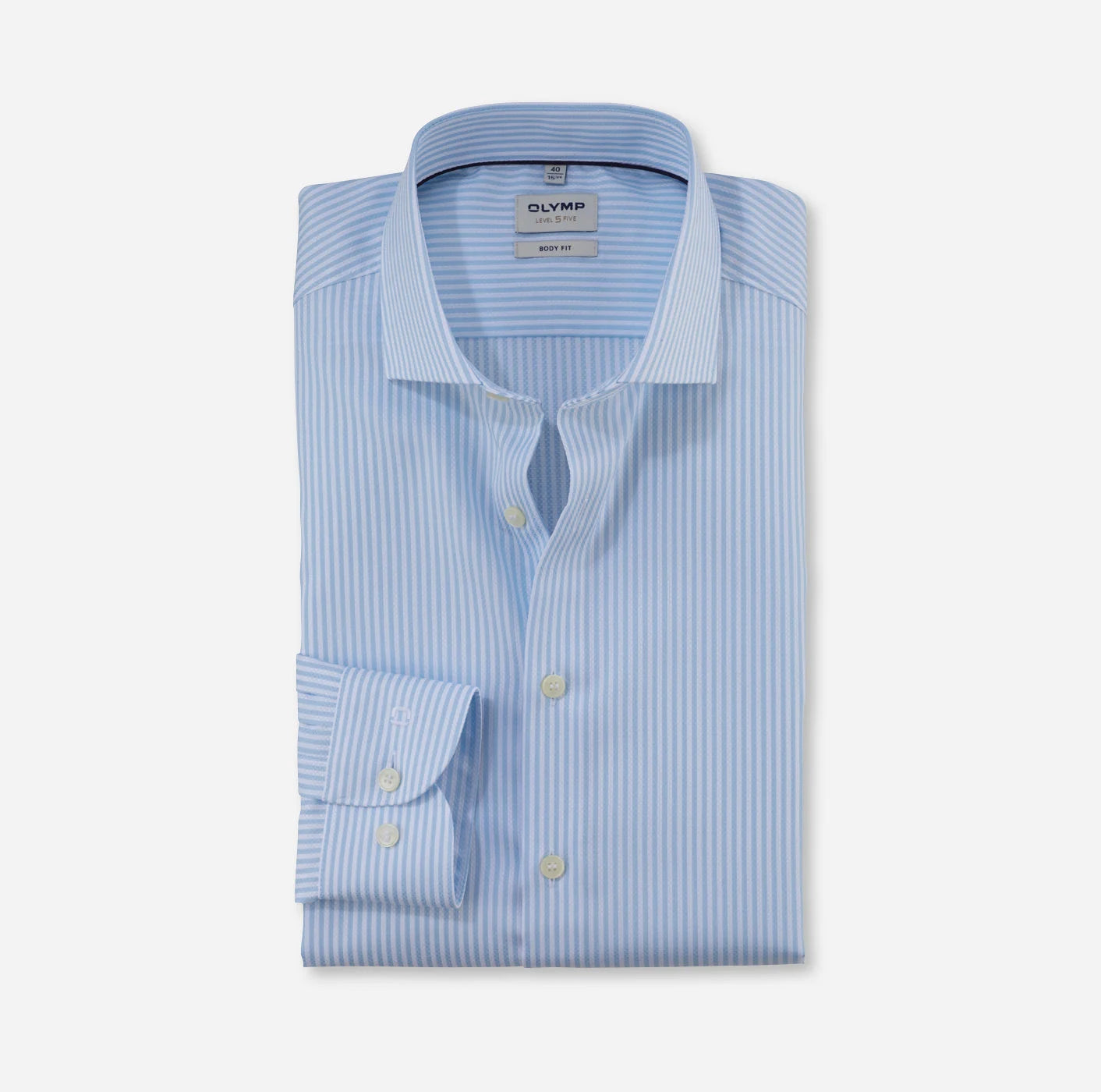 Olymp kauluspaita Level 5 Body Fit Stiped, raidallinen sininen