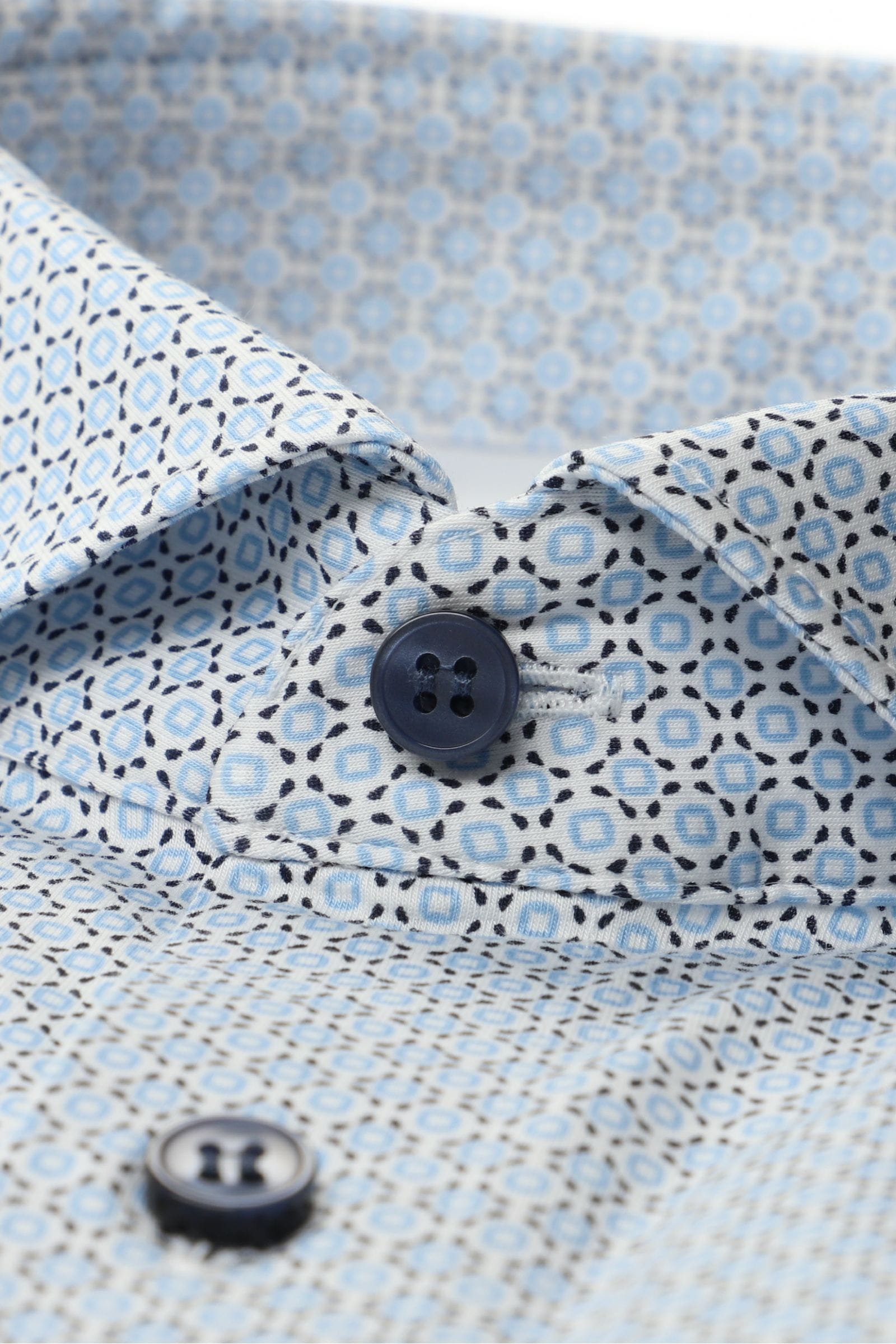 Olymp miesten kauluspaita 24/7 Level 5 Body Fit Jersey Microprint, valkopohjainen kuosi