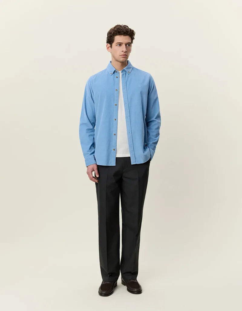 Les Deux miesten kauluspaita Pinwale Corduroy Shirt, vaaleansininen