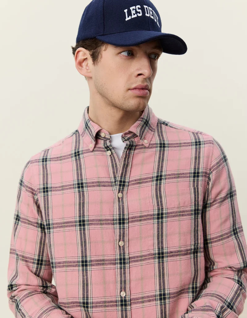Les Deux miesten kauluspaita Vintage Check Shirt, pinkki ruutu
