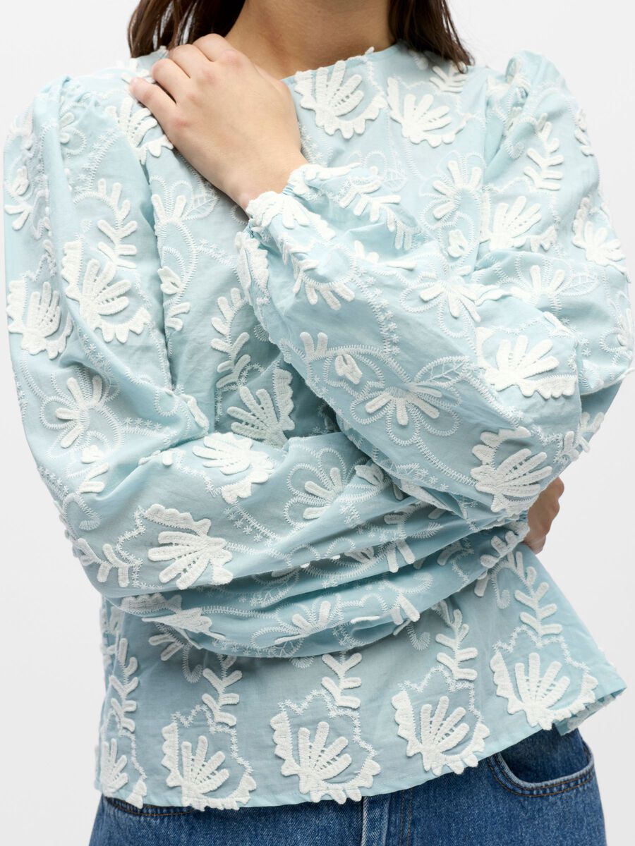 Object naisten pusero OBJMYA RE L/S Top, Winter Sky Cloud dancer