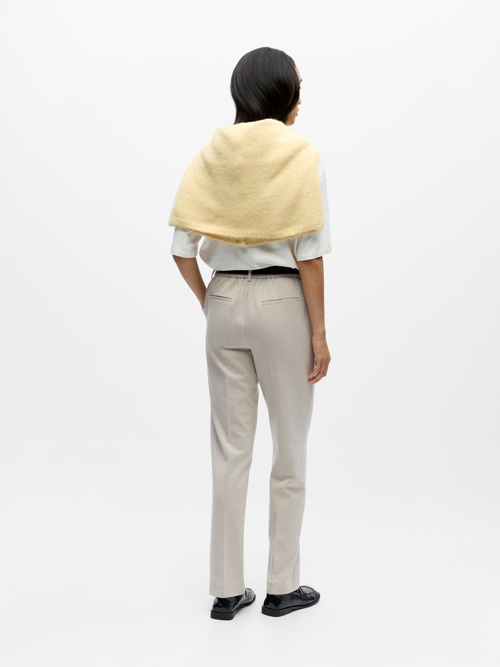 Object naisten suorat housut OBJLISA MW Straight Pant, Humus Melange