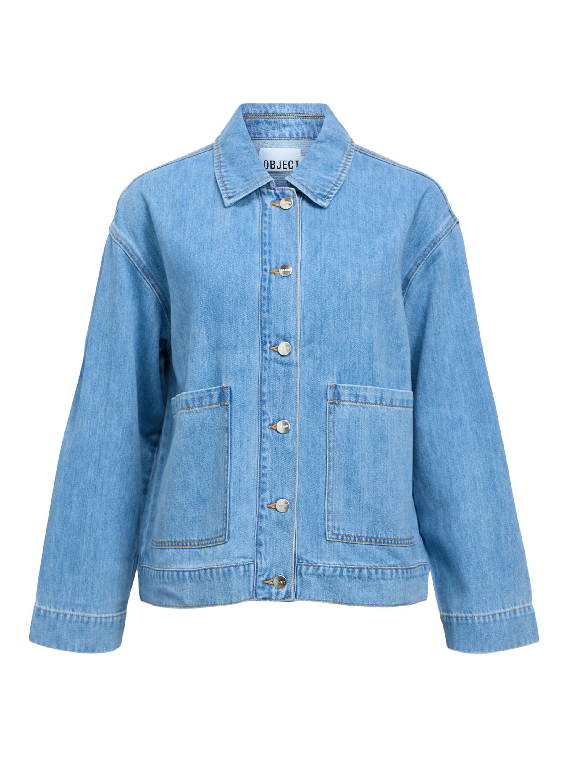 Object naisten farkkutakki OBJROSIE RE L/S Overshirt, Light Blue Denim