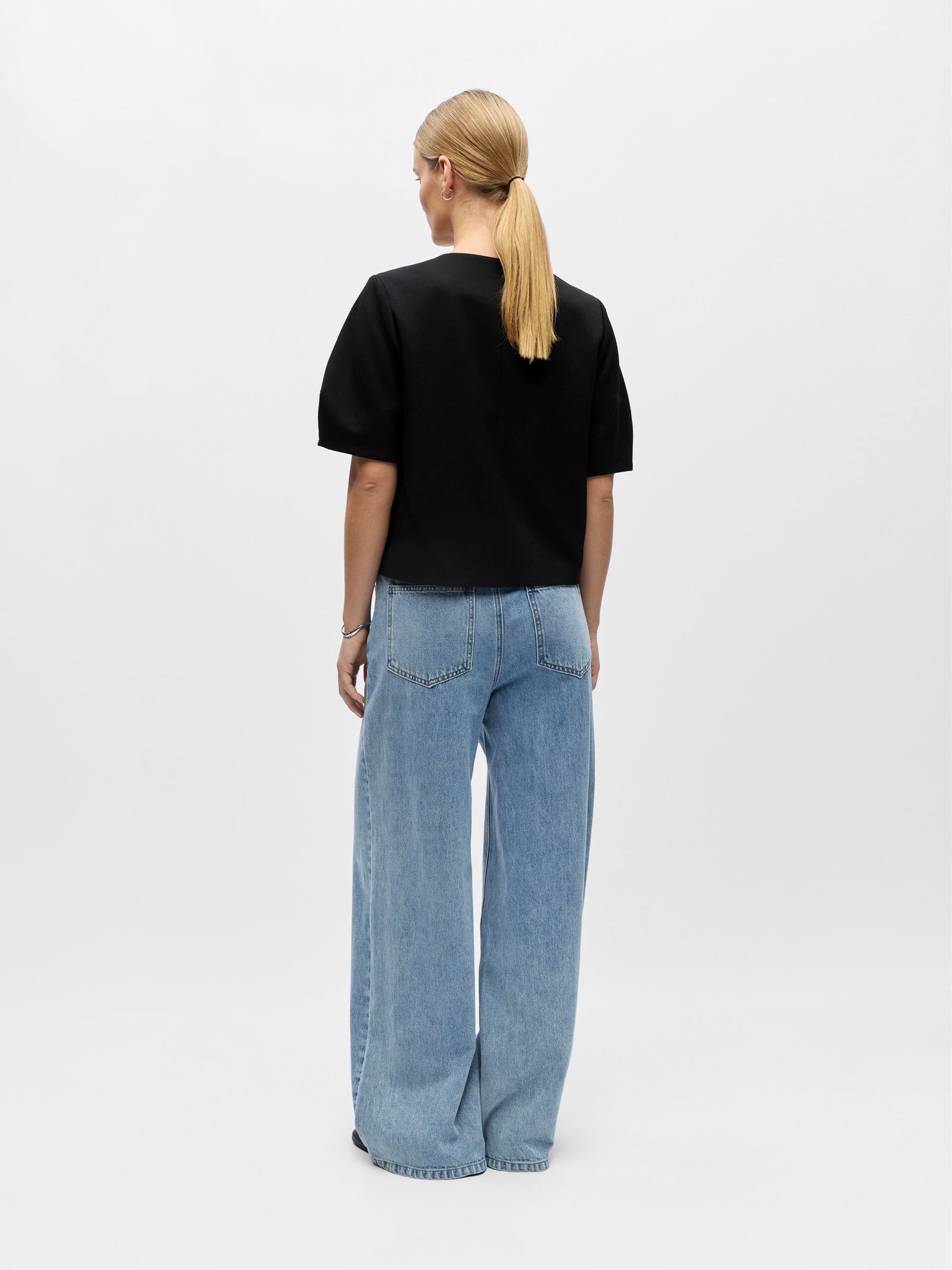 Object naisten paita OBJLISA S/S Re Top, musta