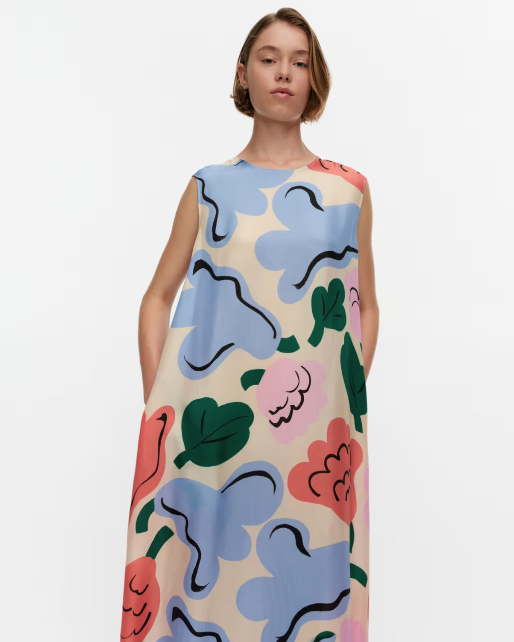 Marimekko naisten midimekko Migot Kukasta Kukkaan, monivärinen kuosi