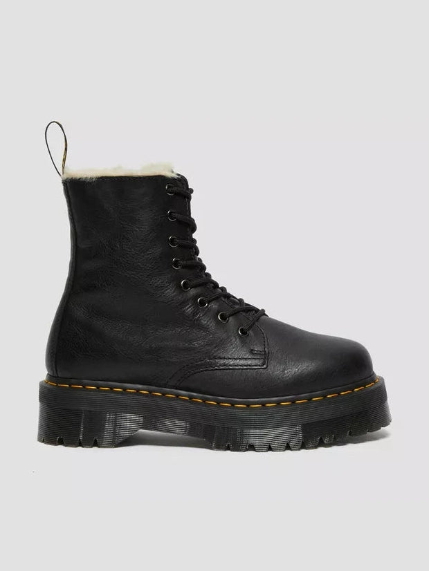 Dr. Martens naisten lämpövuorelliset platform maiharit, Jadon Faux Fur Lined Leather Platform Boots, Musta