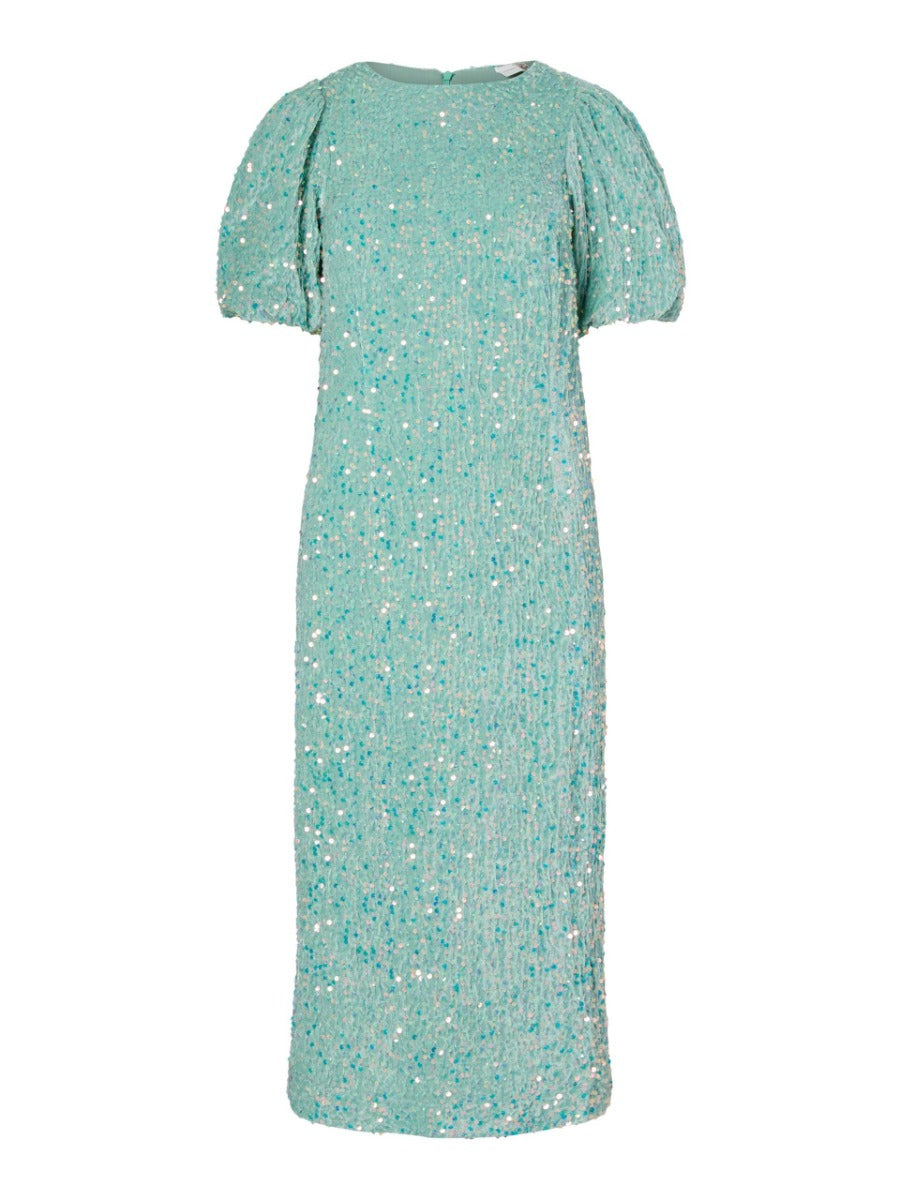 Y.A.S Naisten Midimekko, YASMAJA SEQUIN 2/4 MIDI DRESS Vaaleanvihreä