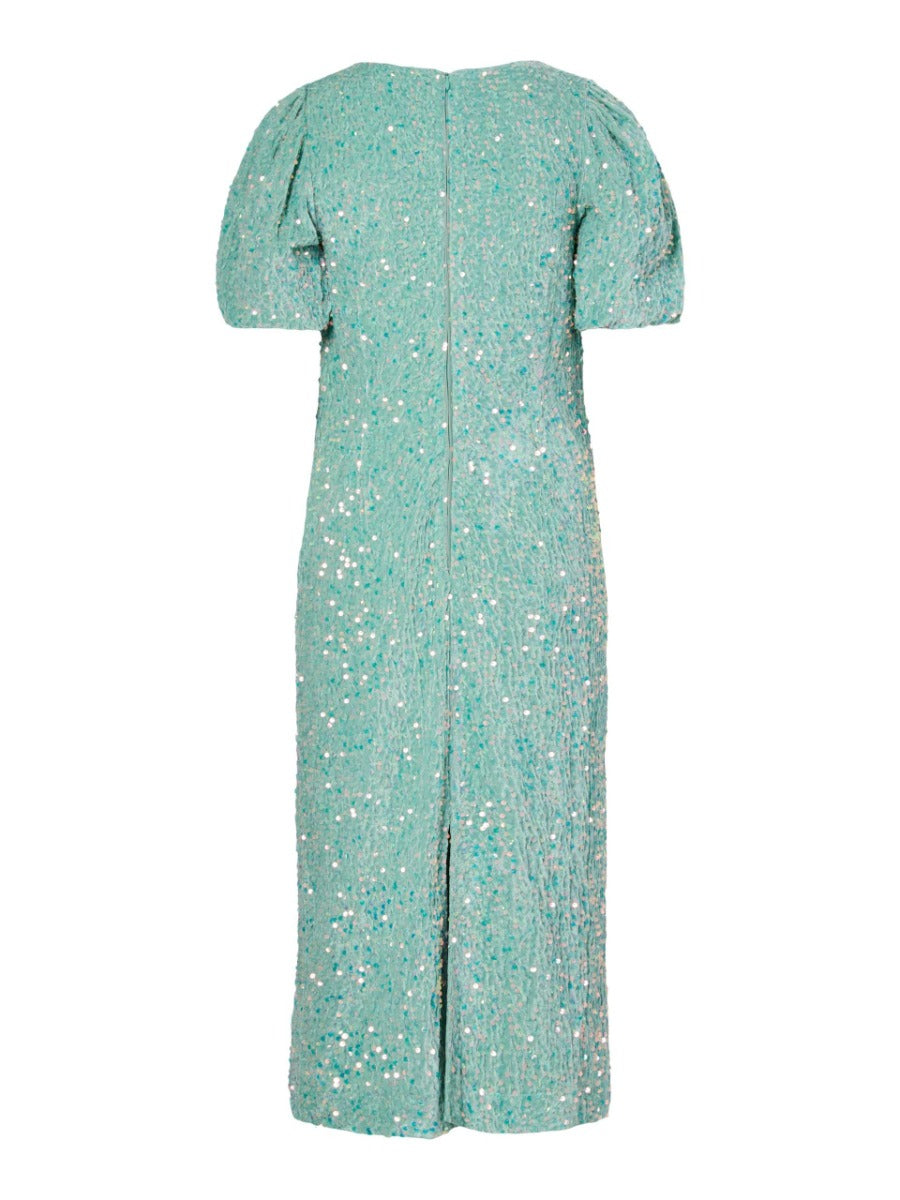 Y.A.S Naisten Midimekko, YASMAJA SEQUIN 2/4 MIDI DRESS Vaaleanvihreä