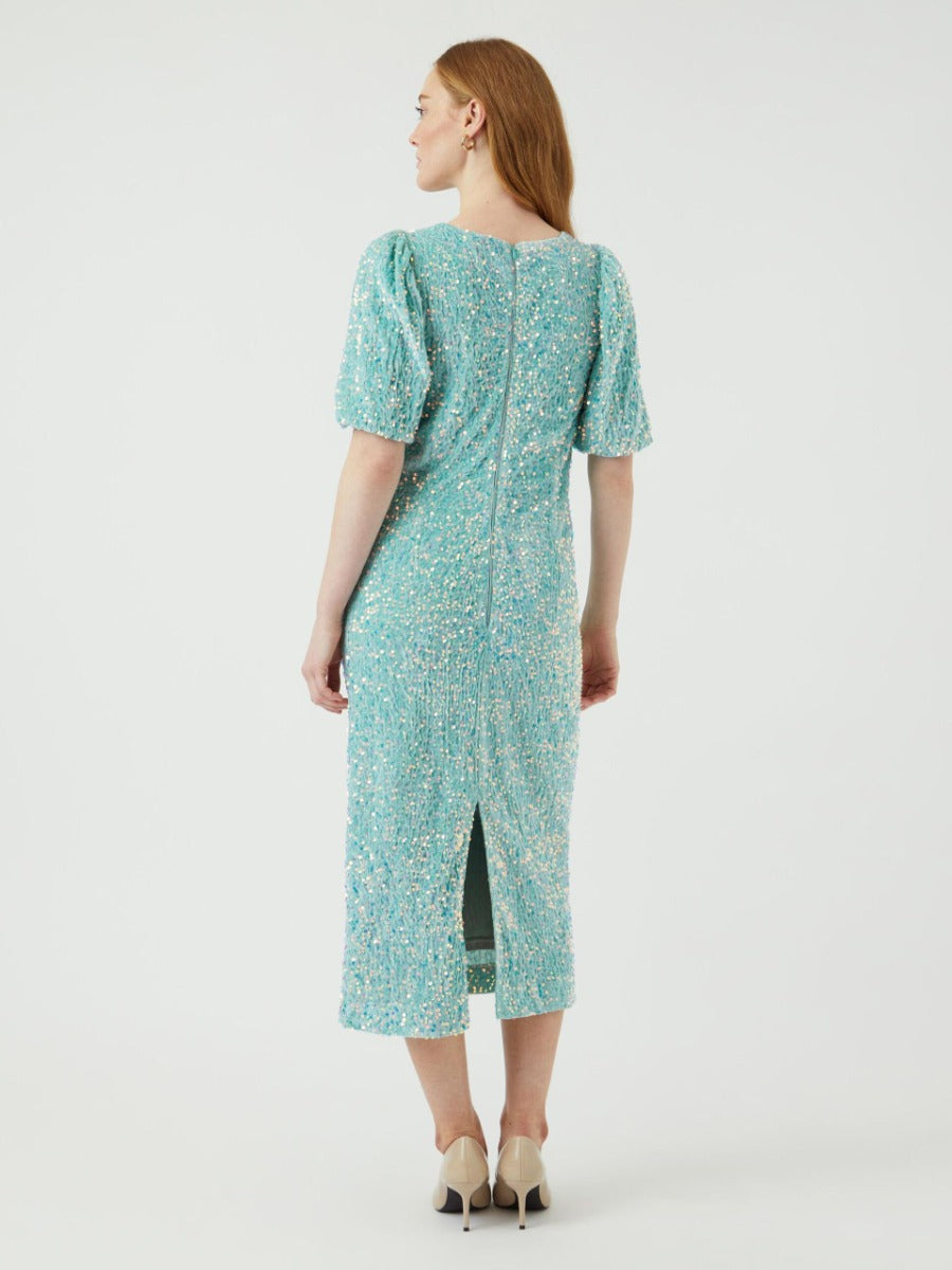Y.A.S Naisten Midimekko, YASMAJA SEQUIN 2/4 MIDI DRESS Vaaleanvihreä