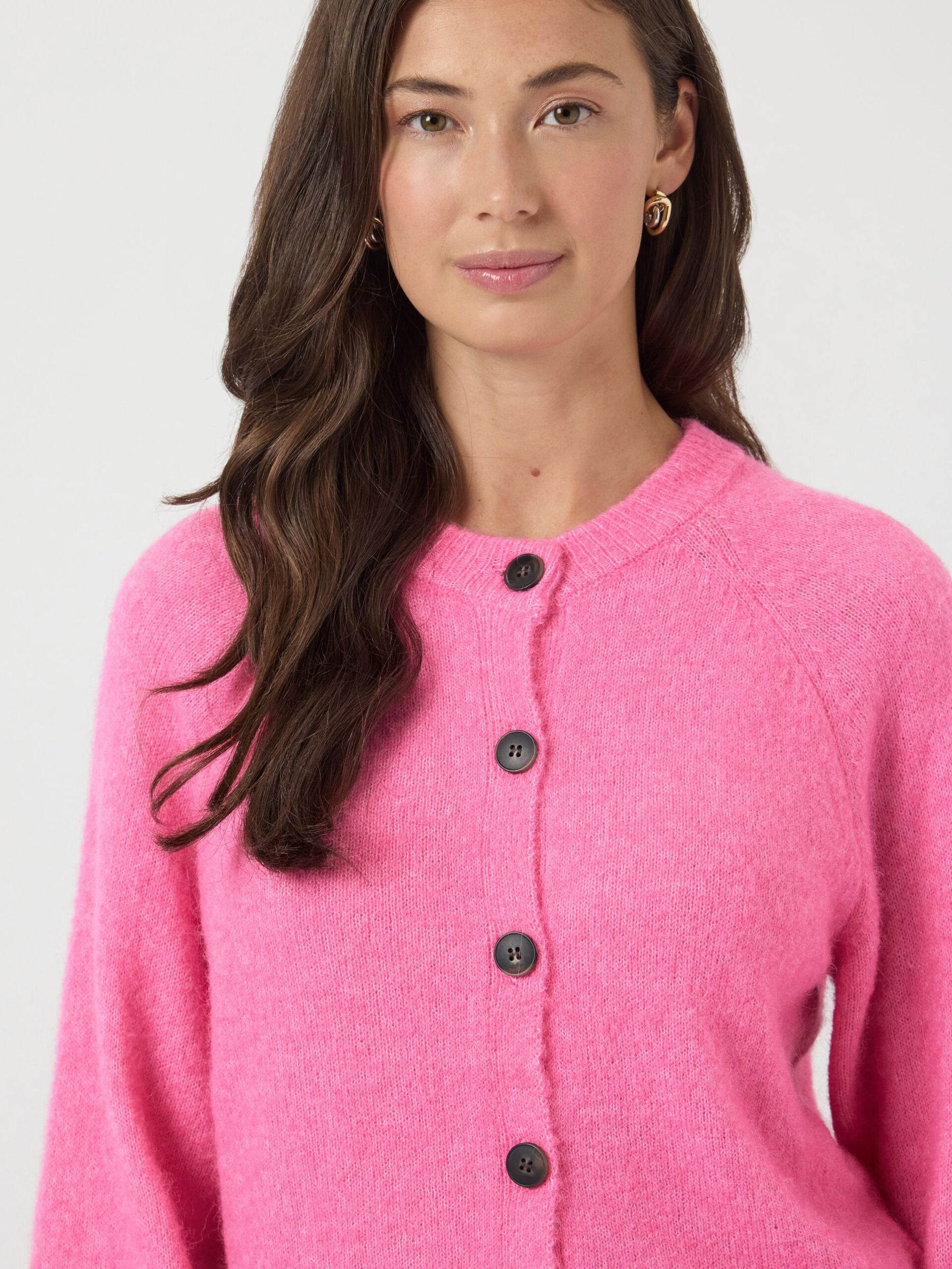 Y.A.S naisten neuletakki YASJOHI Wool Blend Knitted Cardigan, Begonia Pink