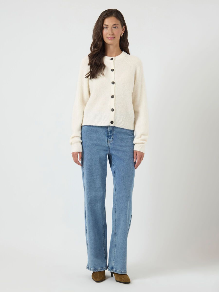 Y.A.S naisten neuletakki YASJOHI Wool Blend Knitted Cardigan, Pristine