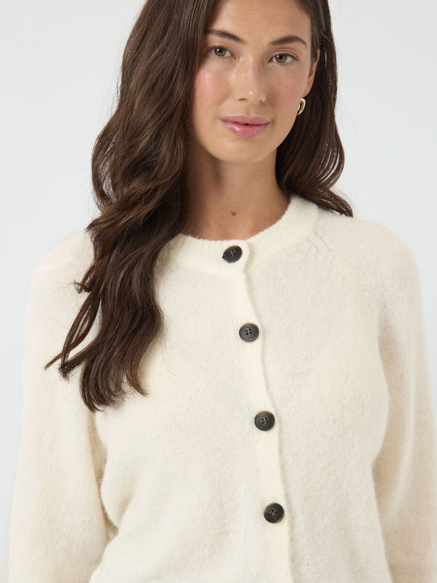 Y.A.S naisten neuletakki YASJOHI Wool Blend Knitted Cardigan, Pristine