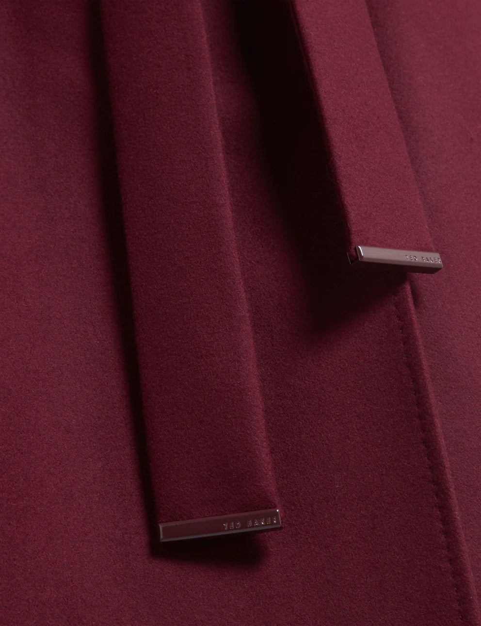 Ted Baker Rose Mid Length Belted Wool Wrap Coat, Viininpunainen
