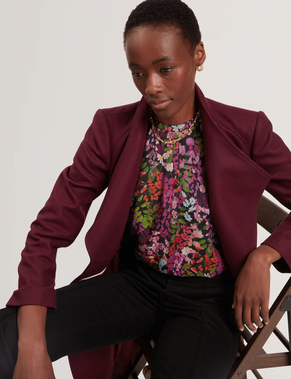 Ted Baker Rose Mid Length Belted Wool Wrap Coat, Viininpunainen