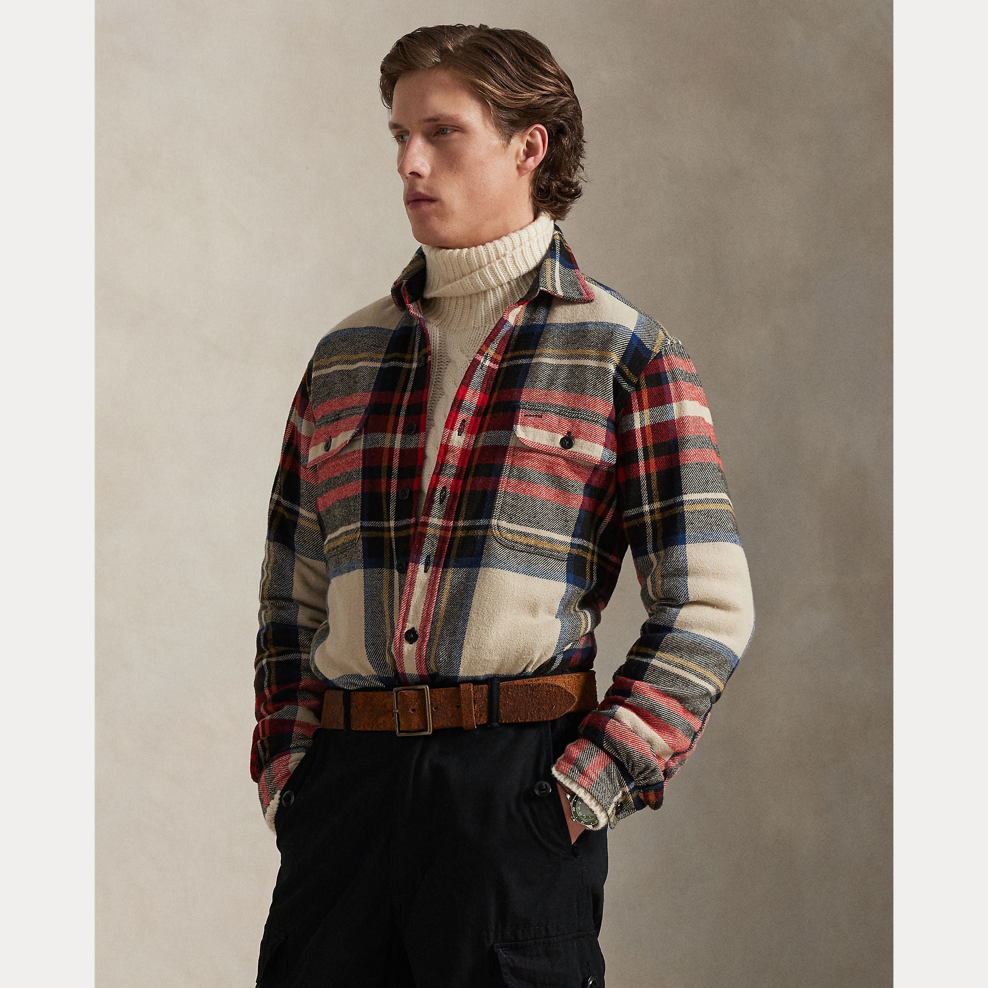 LONG SLEEVE SPORT SHIR PUNAINEN RUUTU