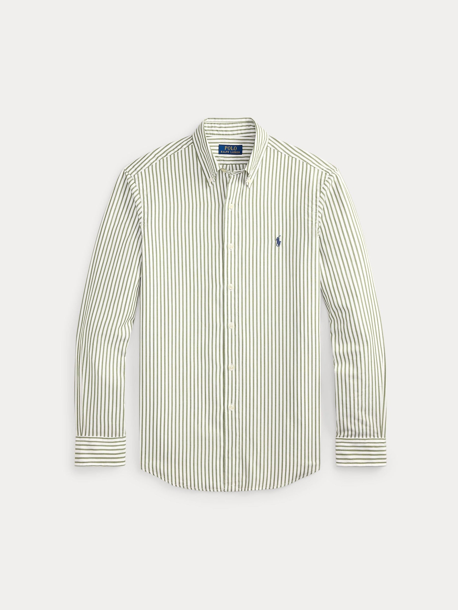 Polo Ralph Lauren miesten kauluspaita Long Sleeve Shirt Cotton Stripe, raidallinen vihreä