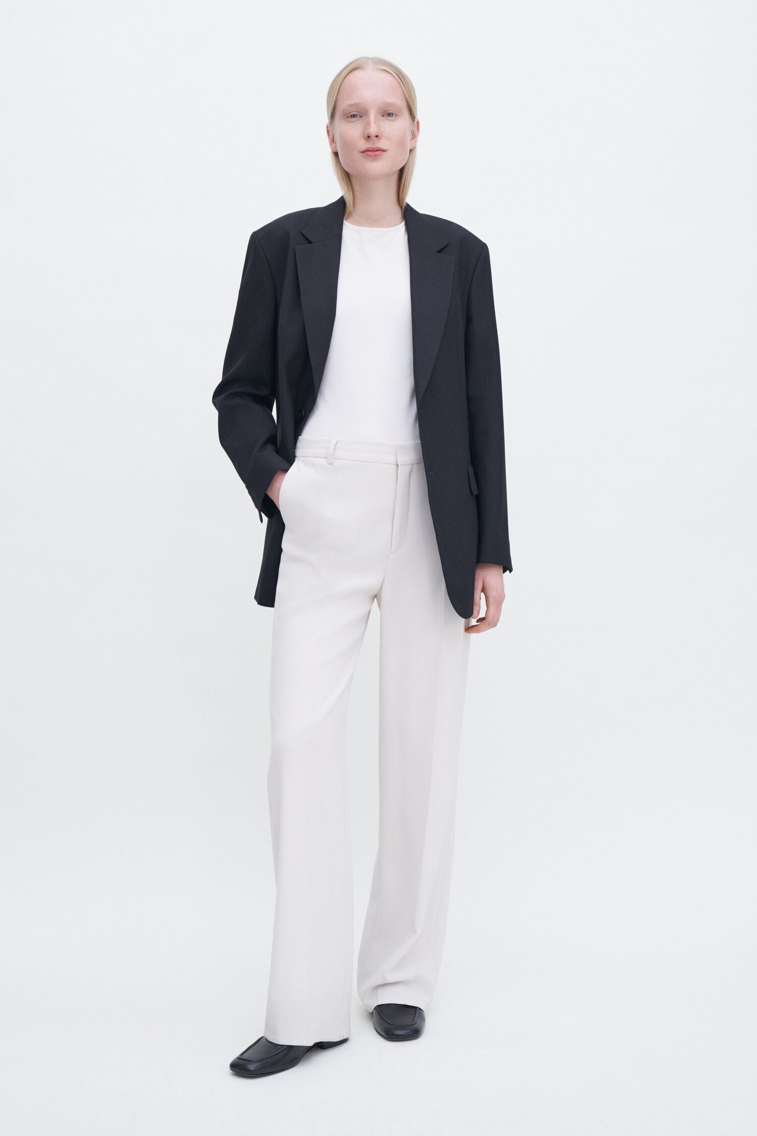 Filippa K naisten paita Cotton Strech Elbow Sleeve, valkoinen
