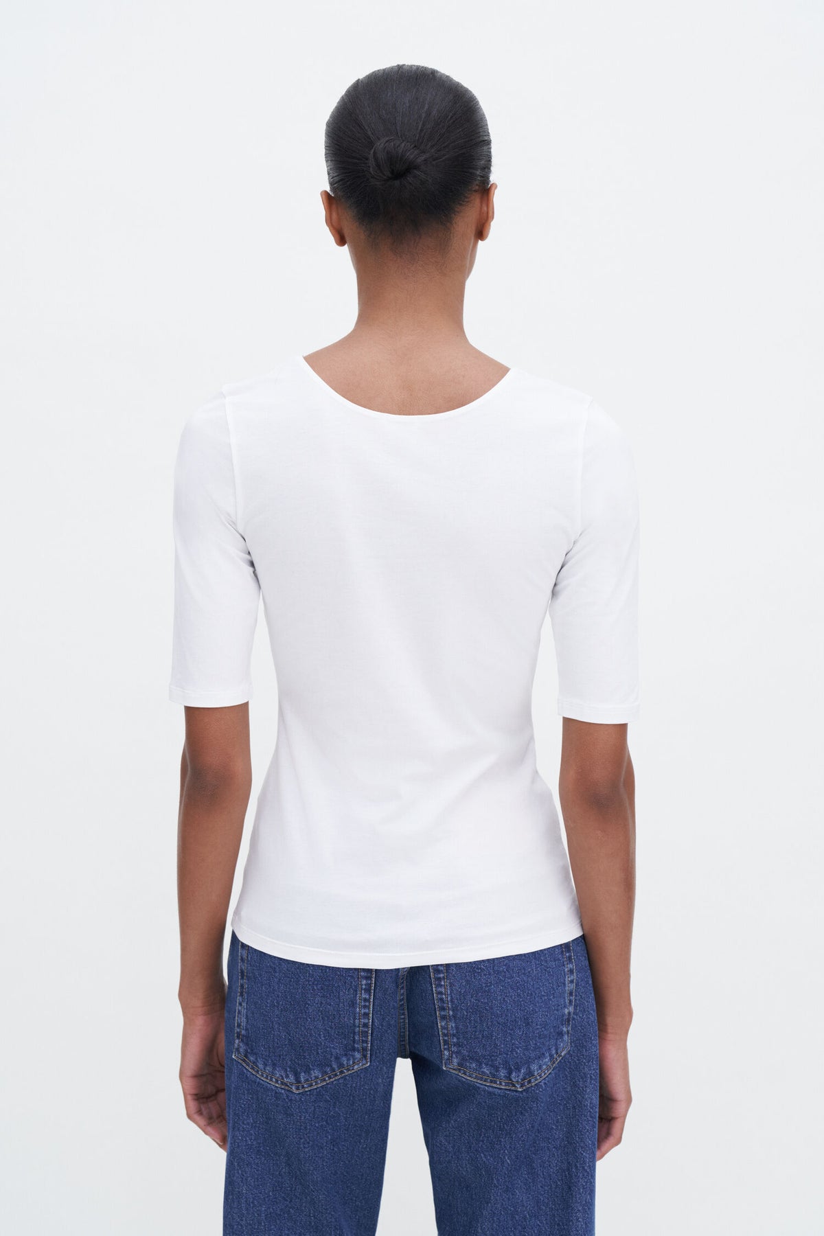 Filippa K naisten T-paita Cotton Stretch Scoop Neck Top, valkoinen