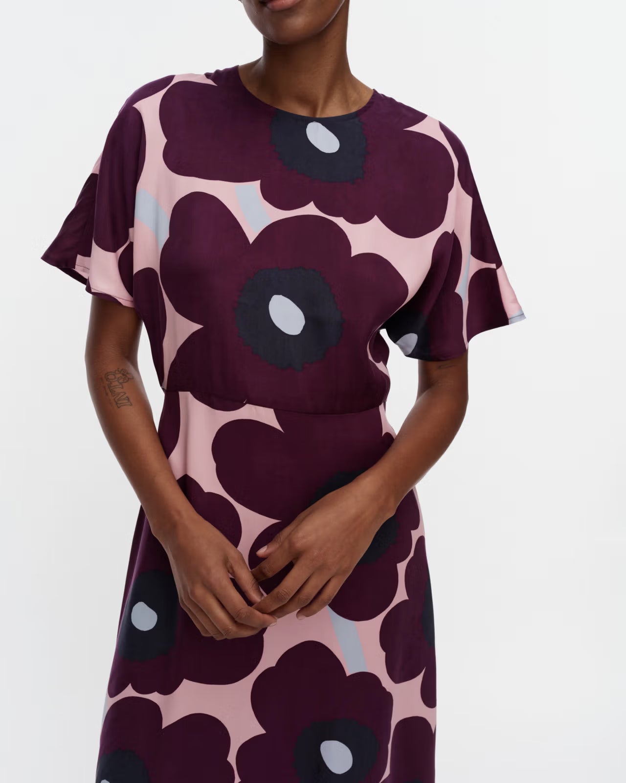 Marimekko mekko Heleä Unikko, viininpunainen kuosi