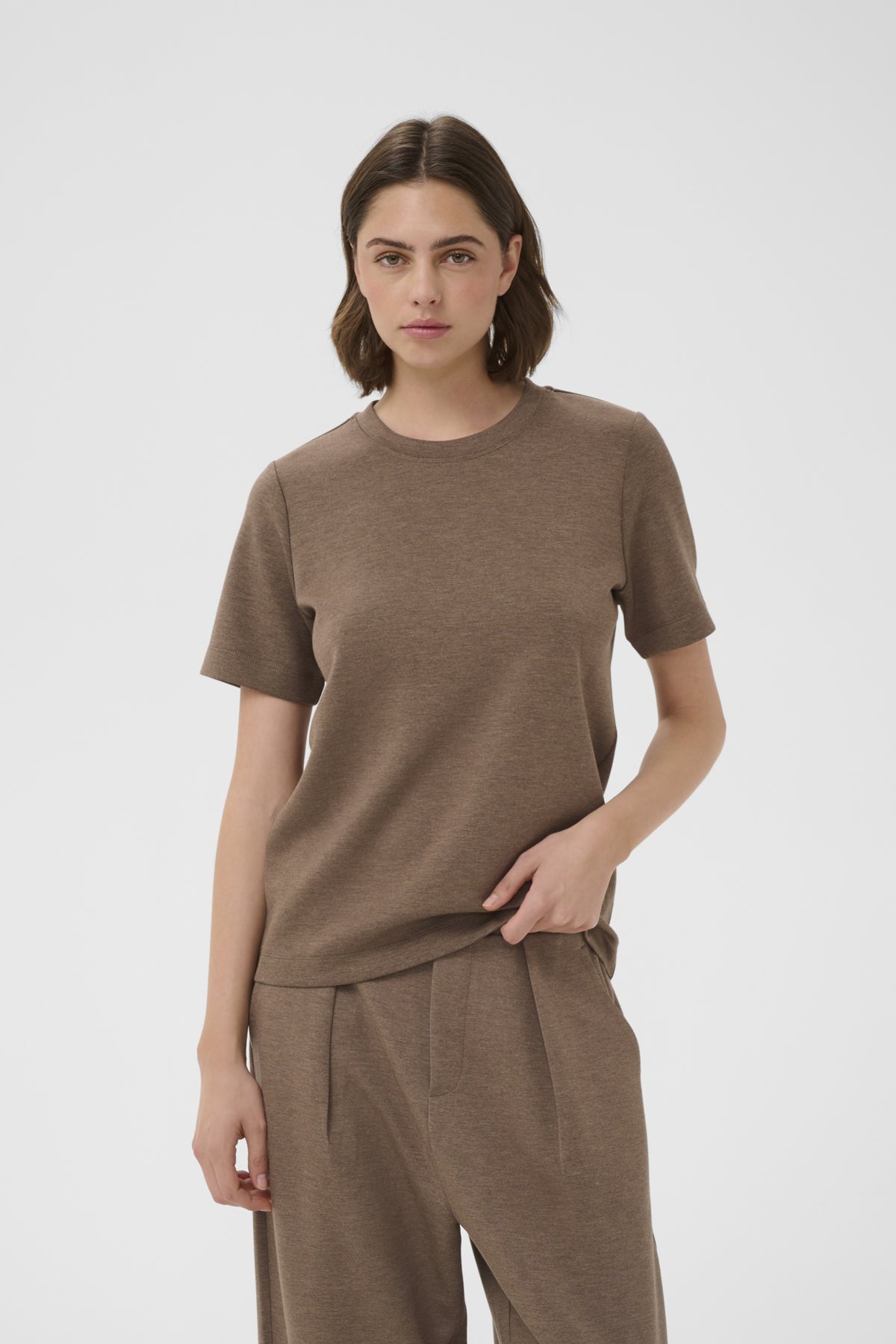 Inwear naisten t-paita Vincentiw Melange Karmen, Coffee Quartz Melange