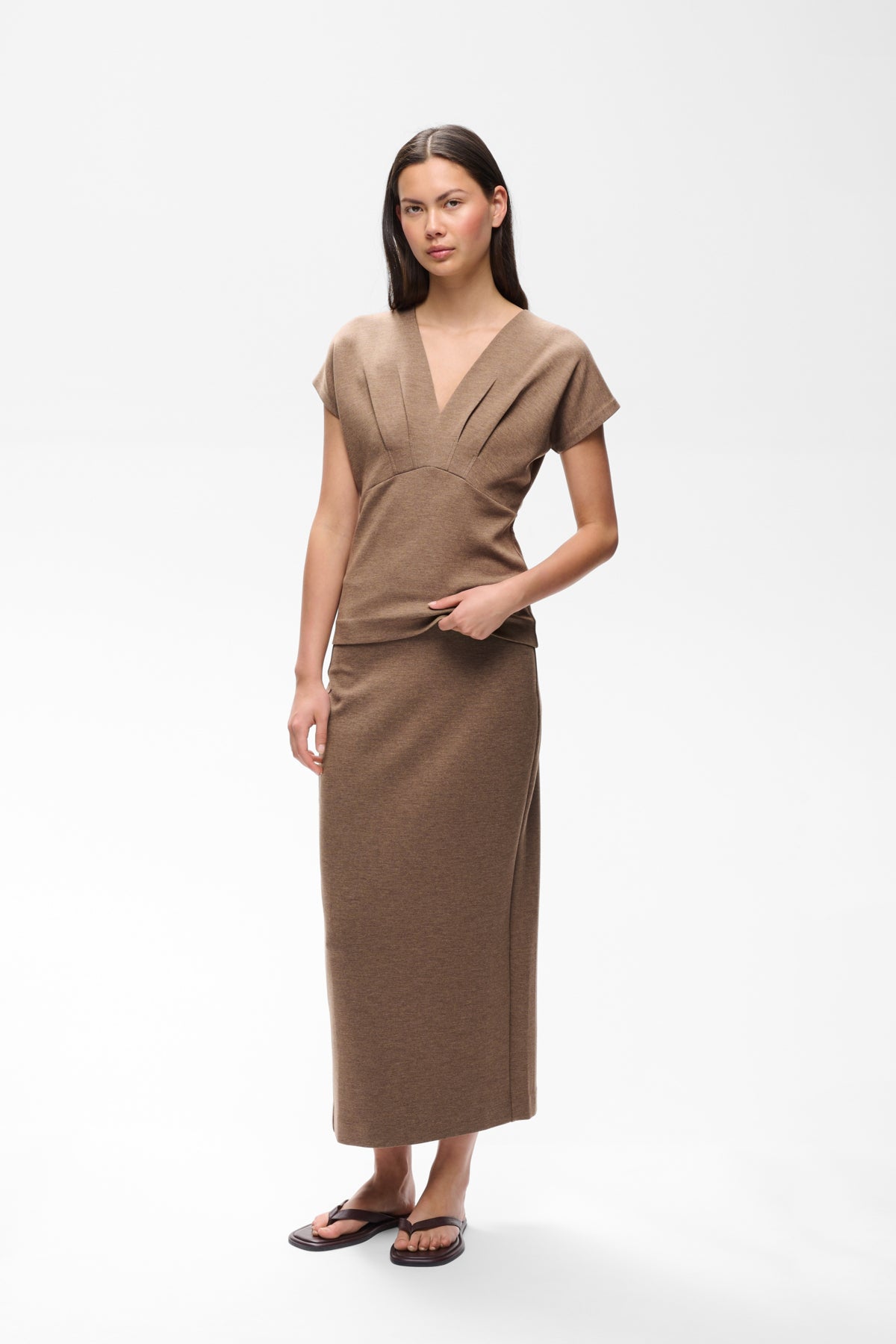 InWear naisten Hame AidaIW Melange Skirt, Coffee Quartz Melange