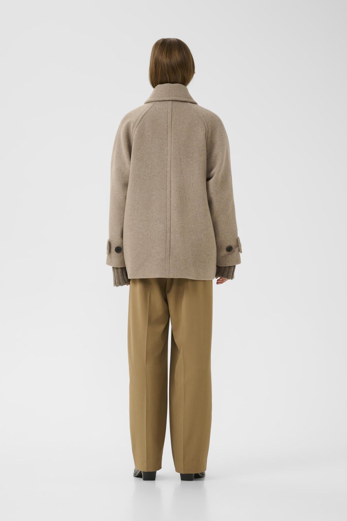 InWear naisten villakangastakki ThoraIW Minona Coat, Sandy Grey Melange
