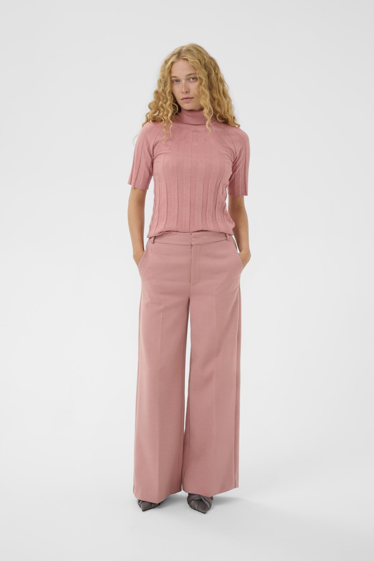 Inwear naisten neulepusero NikolaiW Kellsie SS Pullover, Ash Rose Melange