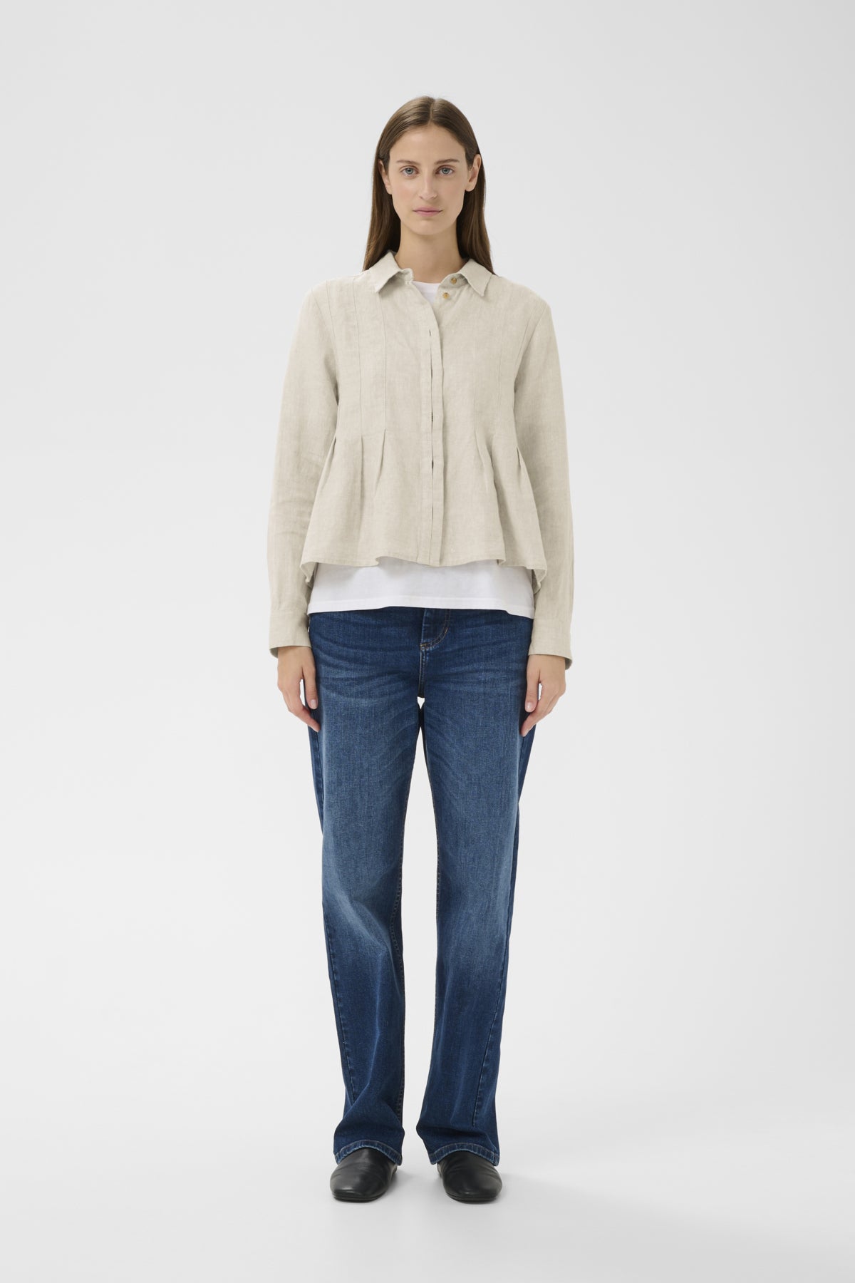 InWear naisten paitapusero Dilanaiw Pleated Shirt, Ecru Melange