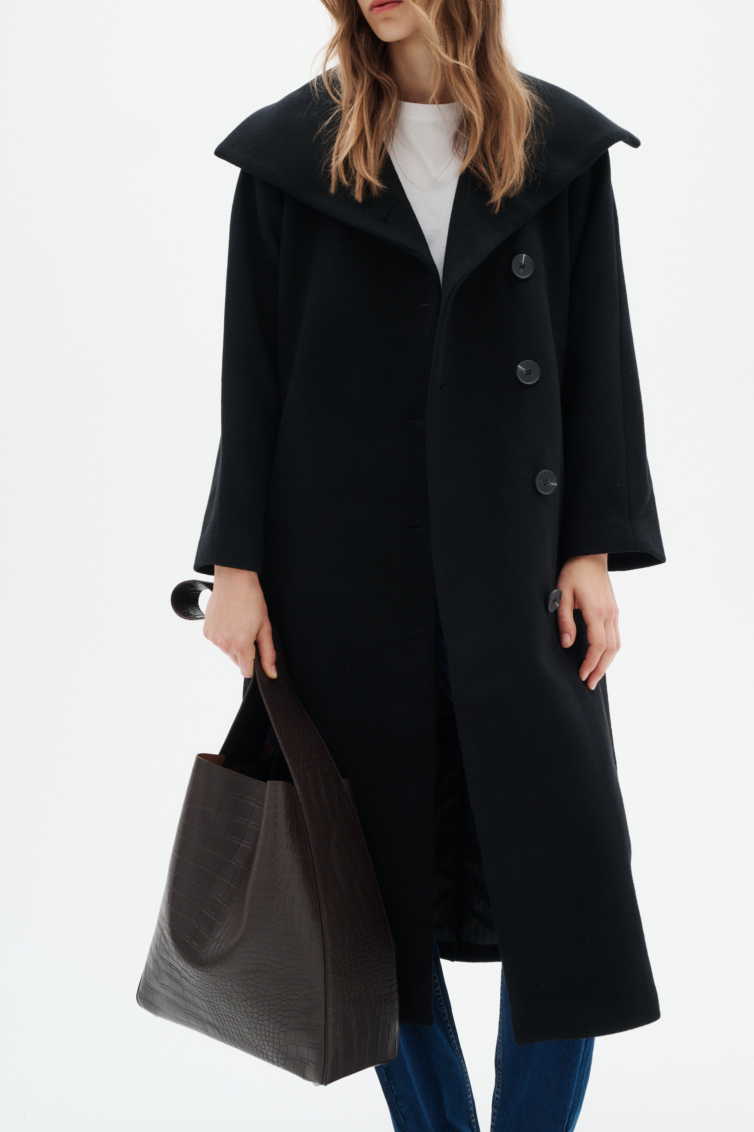 InWear naisten villakangastakki Zorahiw Long Coat, musta