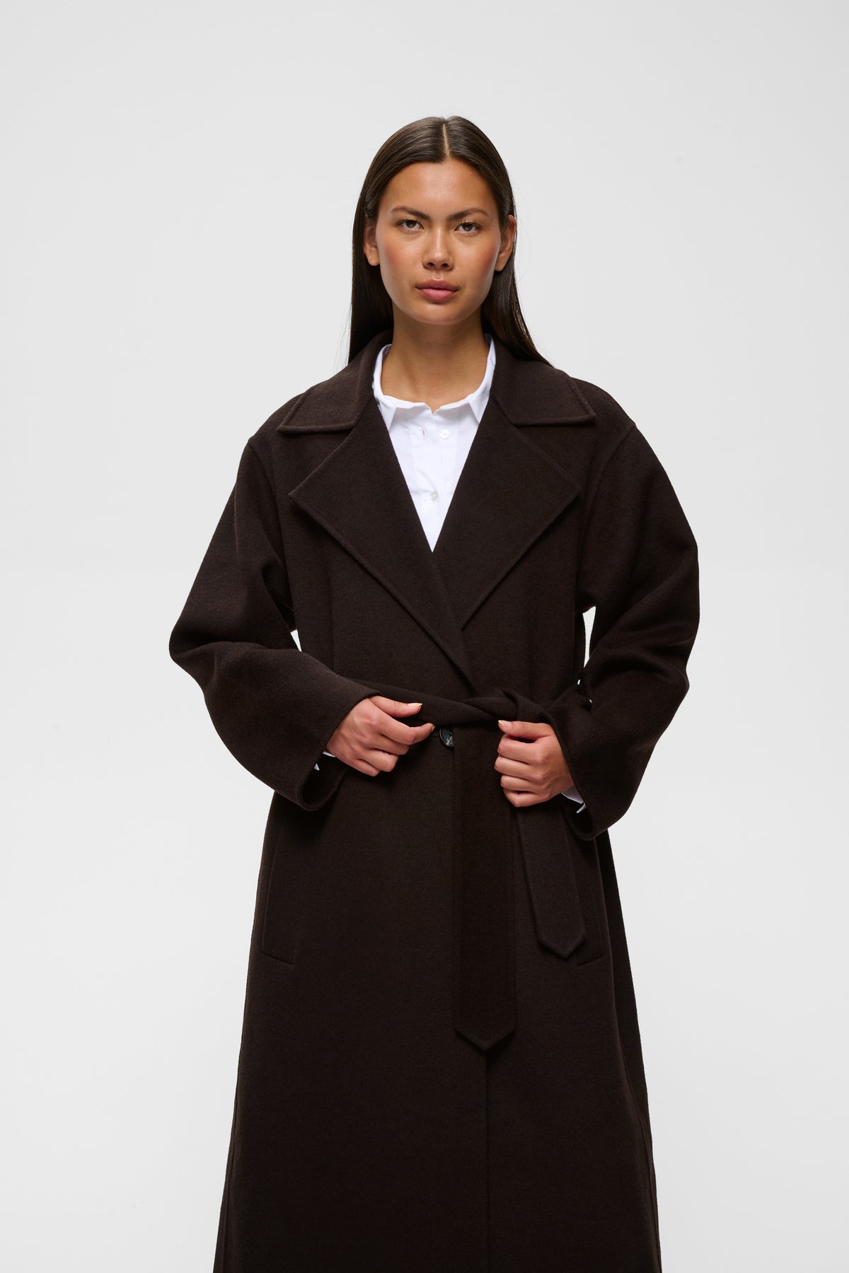 InWear naisten villakangastakki Zillaiw Long Coat, Chocolate Brown