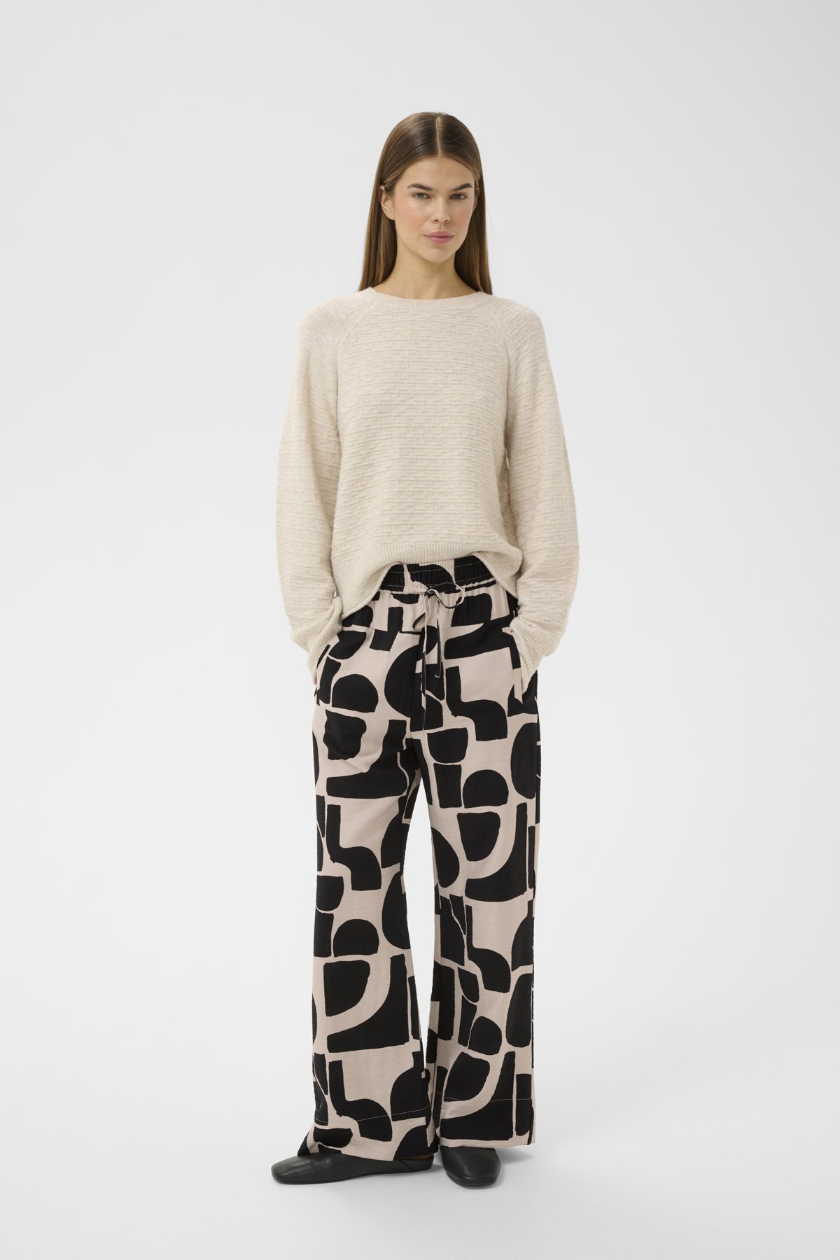 Inwear naisten housut LynnIW Pant, Black Soft Blocks