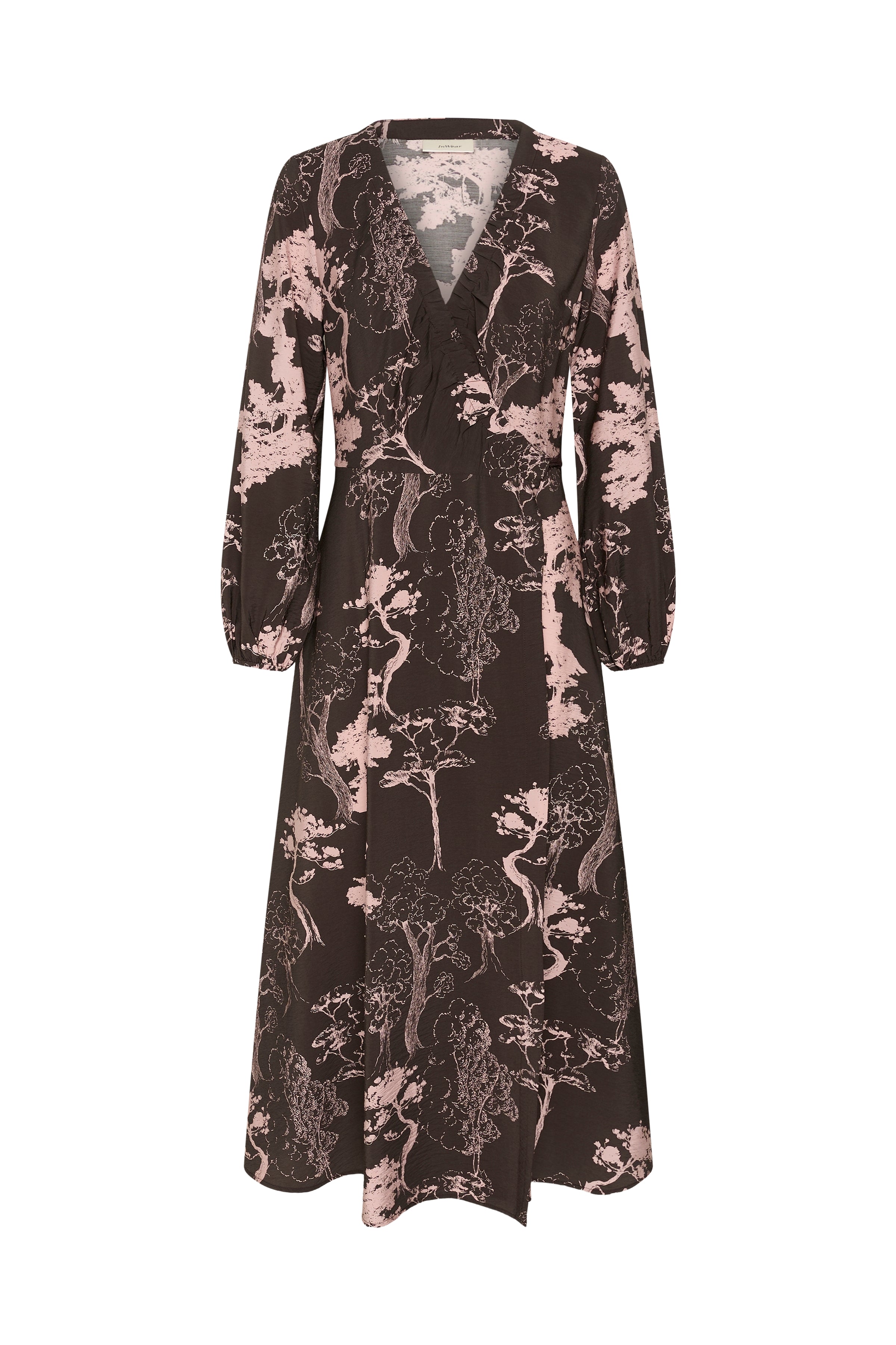 InWear naisten maksimekko MakennaIW Wrap Dress, Brown Tree Garden