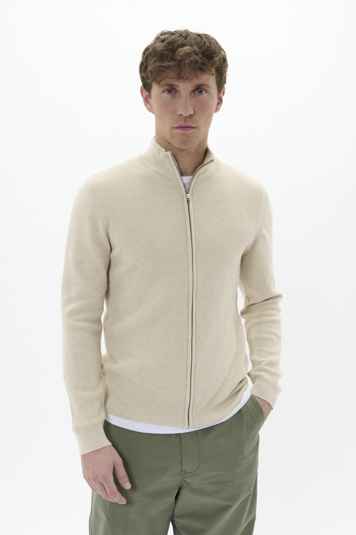 Matinique miesten neuletakki K Malagoon Gardigan, Oyster Gray Melange