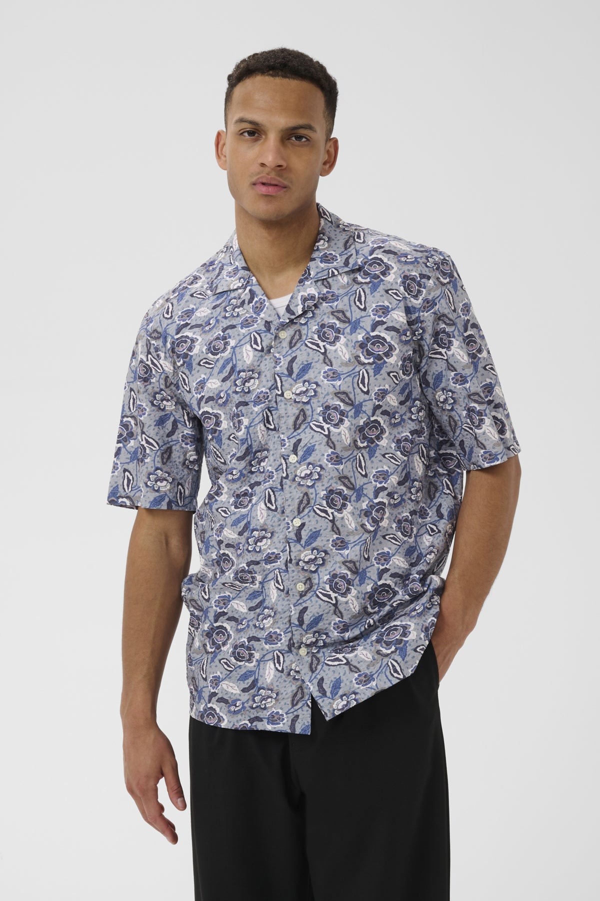 Matinique miesten kauluspaita Maklampo SS Shirt, Chambray Blue