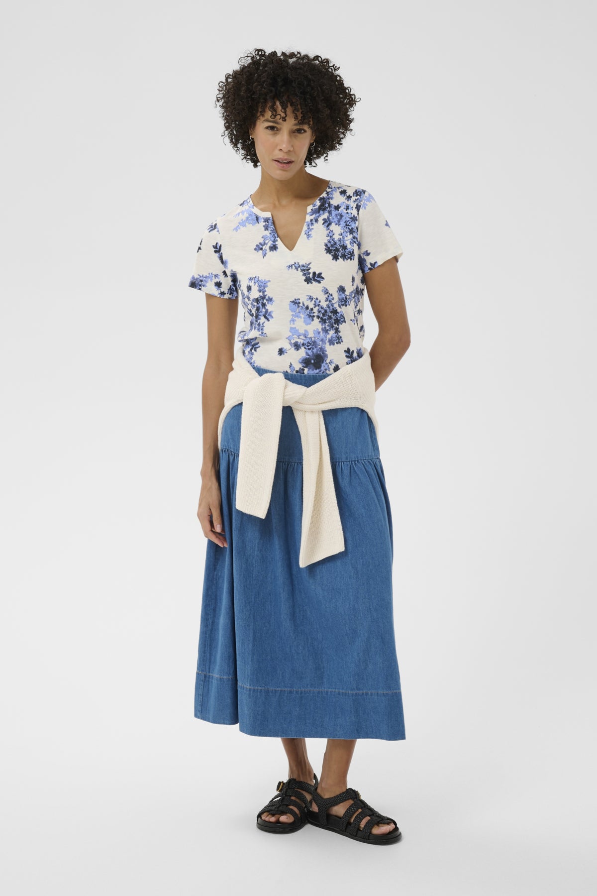 Part Two naisten t-paita Gesinas T-shirt, Blue Shadow Flower