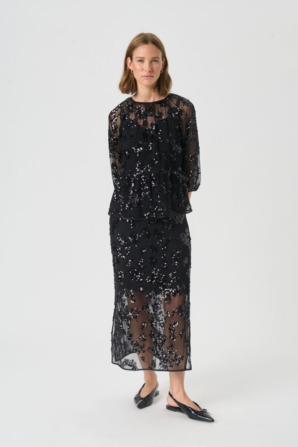 Part Two naisten pusero VIVANPW BL, Black Sequins on mesh