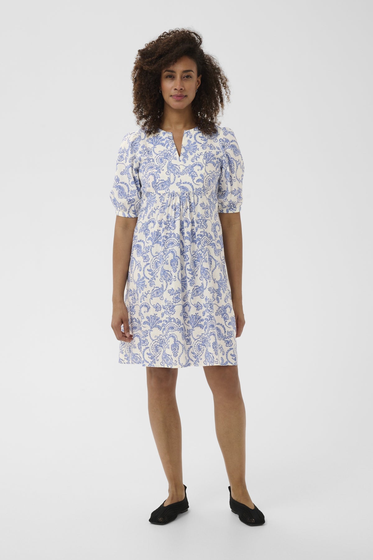 Part Two mekko Benete Dress, Blue Dot Paisley Print