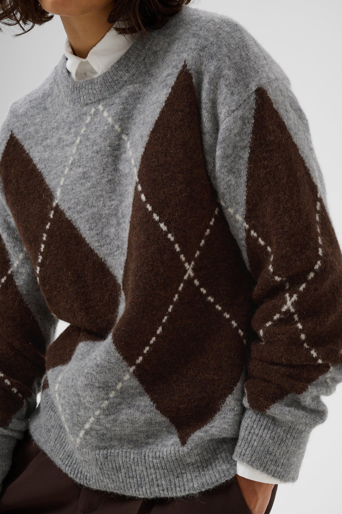 Part Two naisten neulepusero SorayasPW, Brown/Grey Check