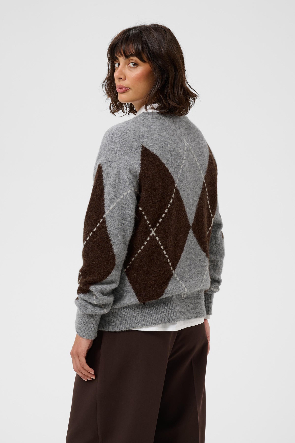 Part Two naisten neulepusero SorayasPW, Brown/Grey Check