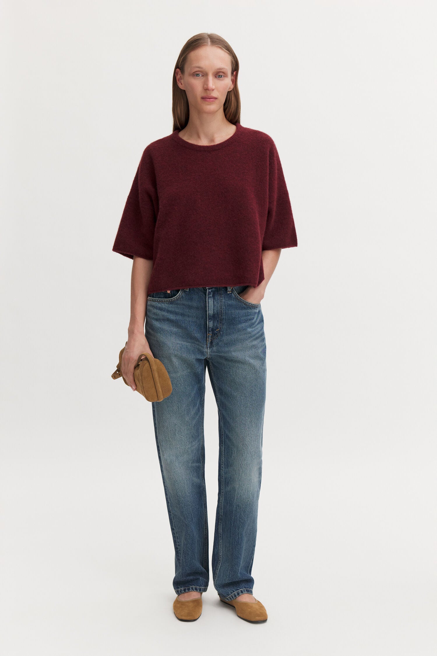 Filippa K naisten neulepusero Wool Yak Tee, punainen