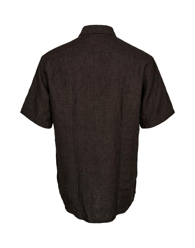 Gino Marcello miesten lyhythihainen kauluspaita Linen Cotton SS Shirt, mustanruskea